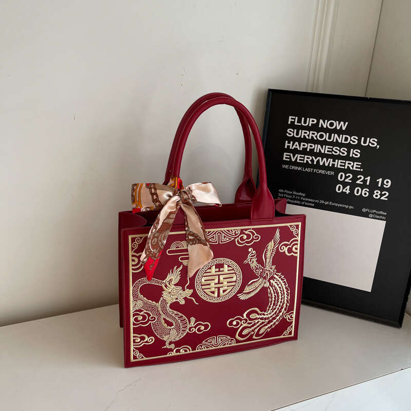 Chinese Style National Embroidery Wedding Handbag Red Bride New High-End Single Shoulder Crossbody Bag MASA