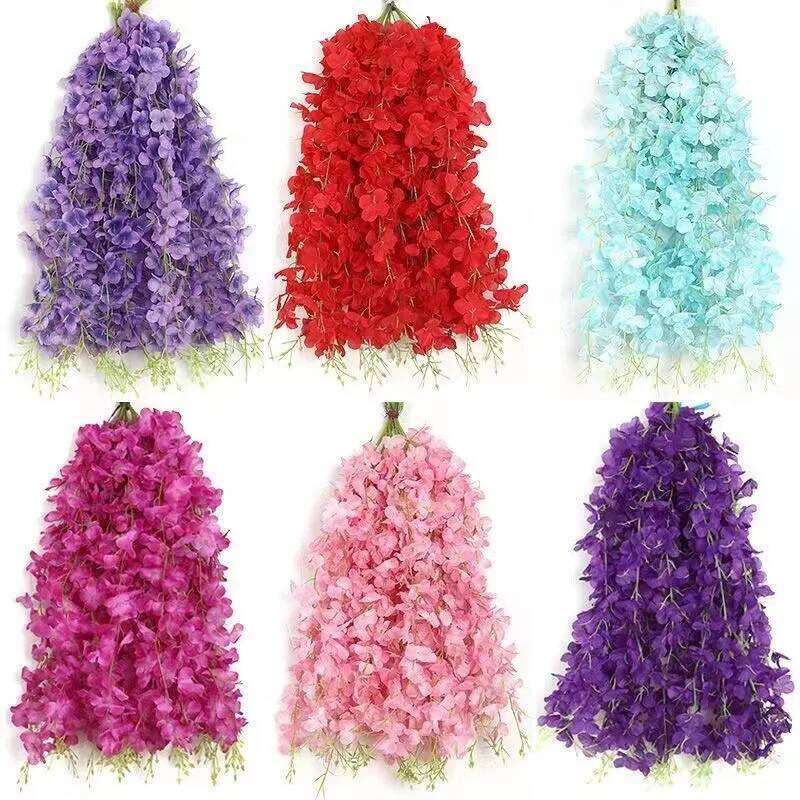 5/10/20Pcs Wisteria Artificial Flower Vine 60cm Hanging Fake Flowets Garland for Home Decor Garden Wedding Party Decoration Wall W260130
