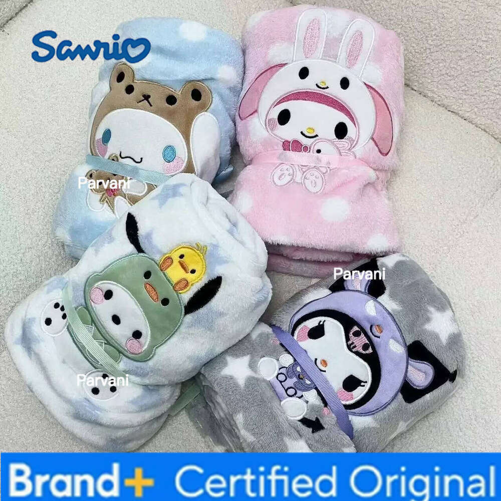 Sanrio Cute Nap Kuromi My Melody Cinnamoroll Pochacco Japanese Style Single Size Blanket For Child Spring Autumn Summer H260130