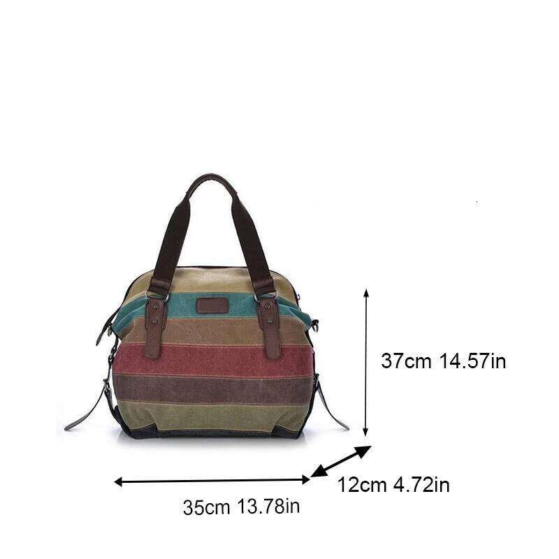 Canvas Totes, Striped Women's Handbag, Patchwork Rainbow Shoulder Bag, Fashion Female Casual Crossbody Bag Z260130