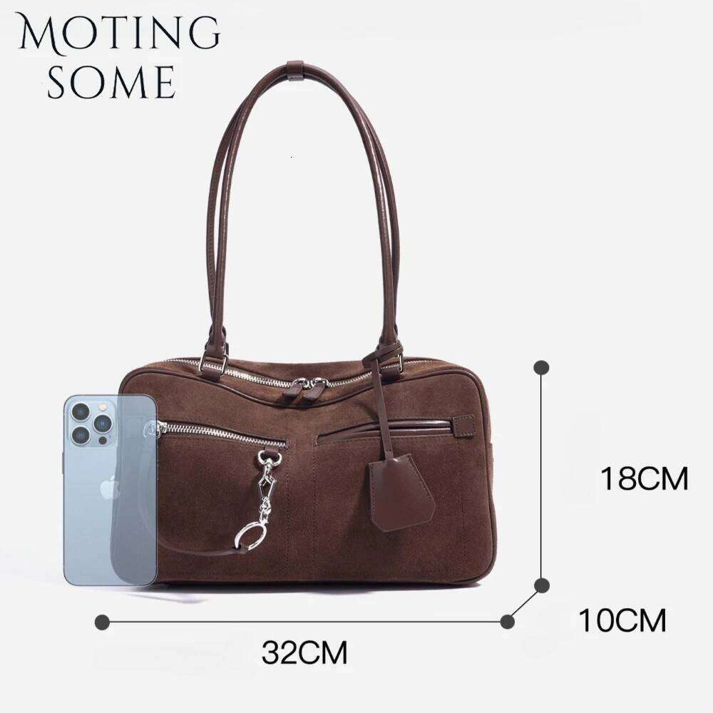 Motingsome 2025 New Suede Shoulder Bag Woman Fashionable Pillow Bags Elegant Retro Tote Commuter Matte Leather Satchels