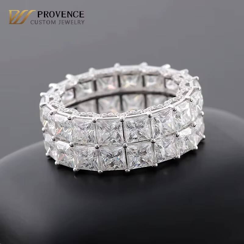 Princess Cut DEF VVS Moissanite Classic 18K 14K 10K Solid White Gold Handmade Fine Jewelry Ring Factory Wedding Rings for Women