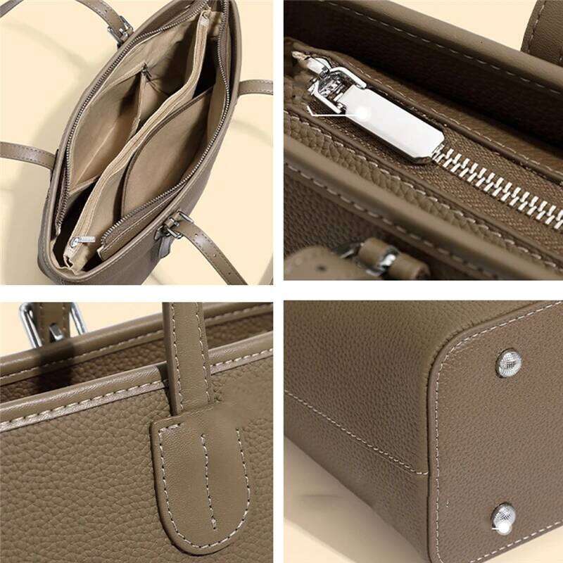 Burminsa Cowhide Genuine Leather Large Tote For Women 2025 Luxury Designer Shopping Shoulder Bags Big Work Ladies Handbags