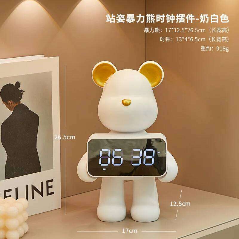 Cartoon Violent Bear Electronic Alarm Living Room Bedroom Bede Table Desktop Watch Luminous Mute Digital Decoration Clock W260130