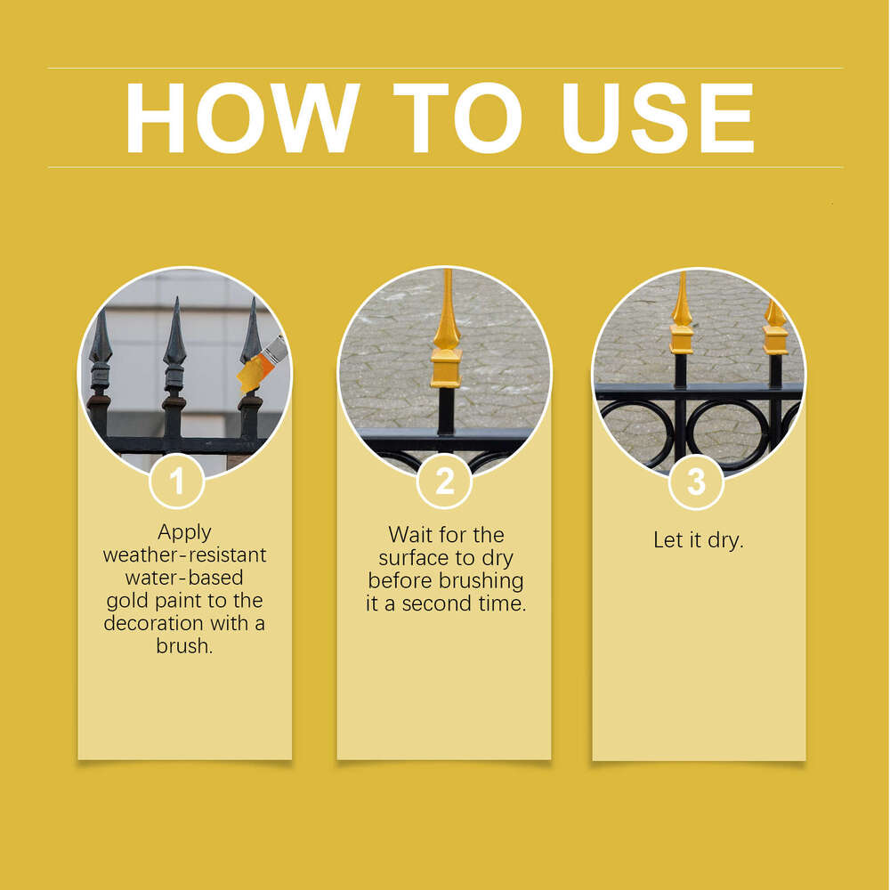 JAKEHOE Metal Weatherproof Water-based Roman Column Decorative Outdoor Gold Leaf Paint S260130