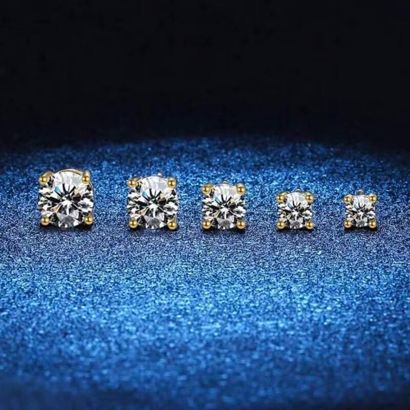 High Quality Wedding Jewelry 18K Gold Lab Grown Diamond Stud Earring for Women Classic Round Diamond Stud Earrings