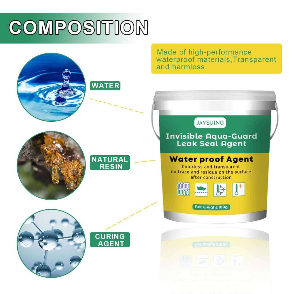 Jaysuing Leak-Proof Sealant Waterproofing Agent for Balconies, Roofs, Kitchen, Bathroom, No-Need-to-Hit-Tile Waterproof Coating S260130
