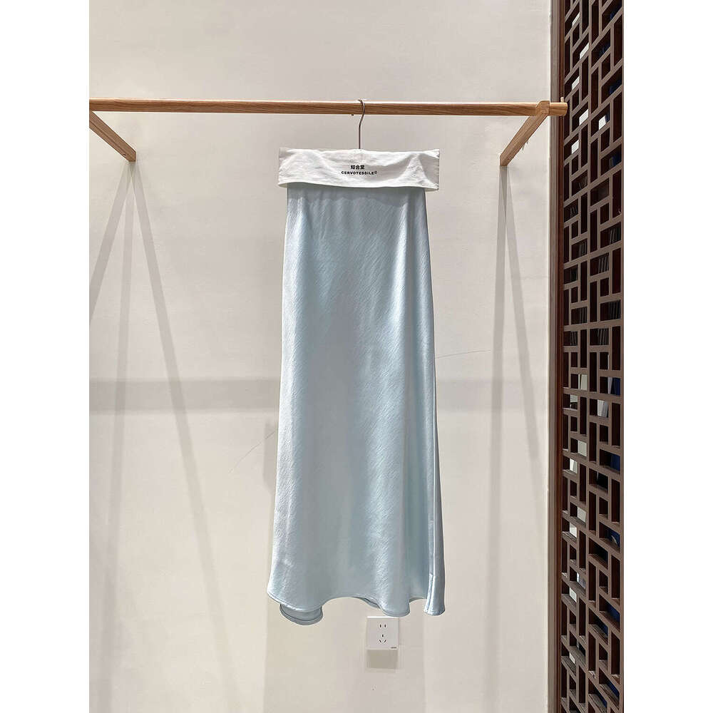 Zhihetang New Chinese Style Flowing Slanted Cut Satin Mermaid Half Skirt For Women 669 High Waist Slimming LEEGO LENS