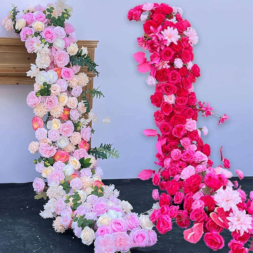 2m Rose Waterfall Flower Row Artificial for Table Centerpiece Wedding Decoration Mix Flowers Backdrop Wall Arches Decor W260130