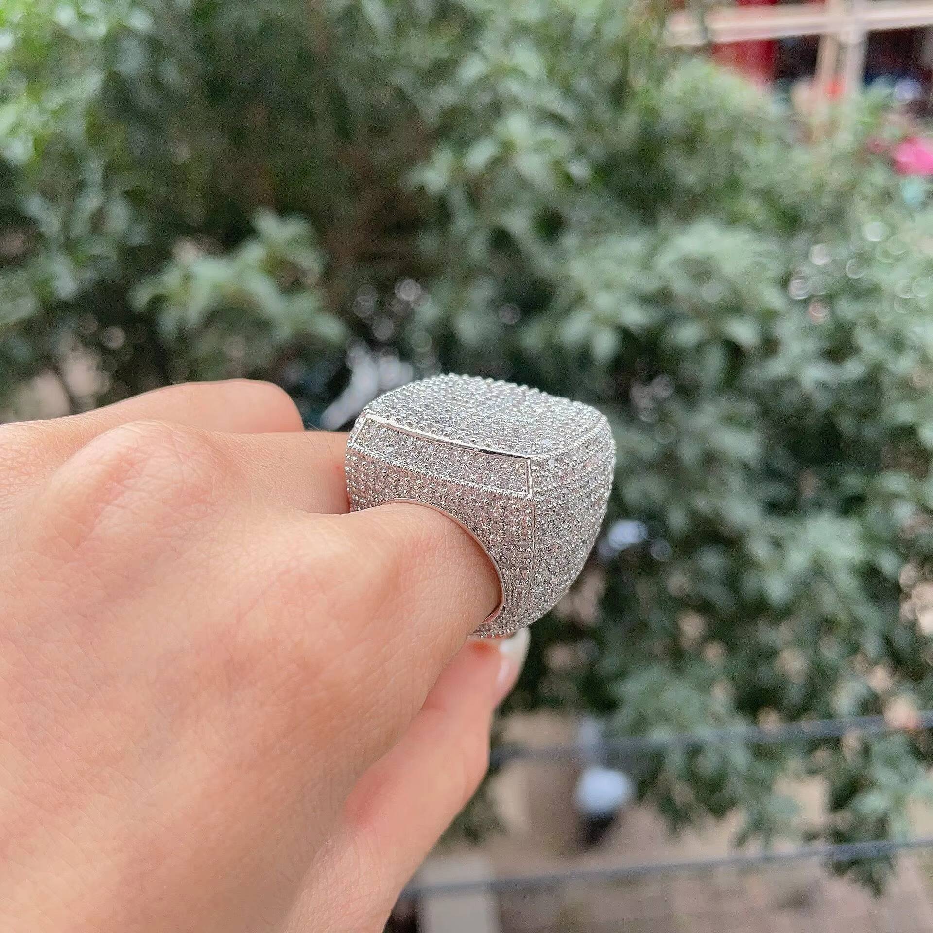 2026 silver Pave Setting vvs moissaniteia Diamonds 10k Gold Plated Men Fully vvs moissanite Champion Rings