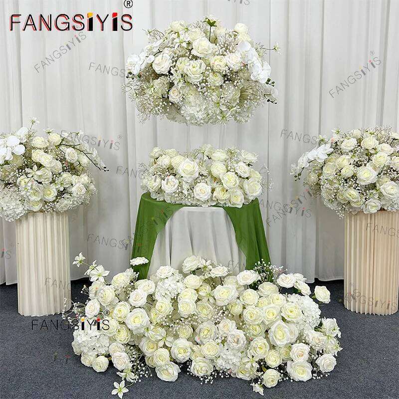 Artificial Rose BabyBreathing Fower Wedding Prop Decor Arch Arrangement Dining Table Runner Row Road Leading Flower Ball W260130