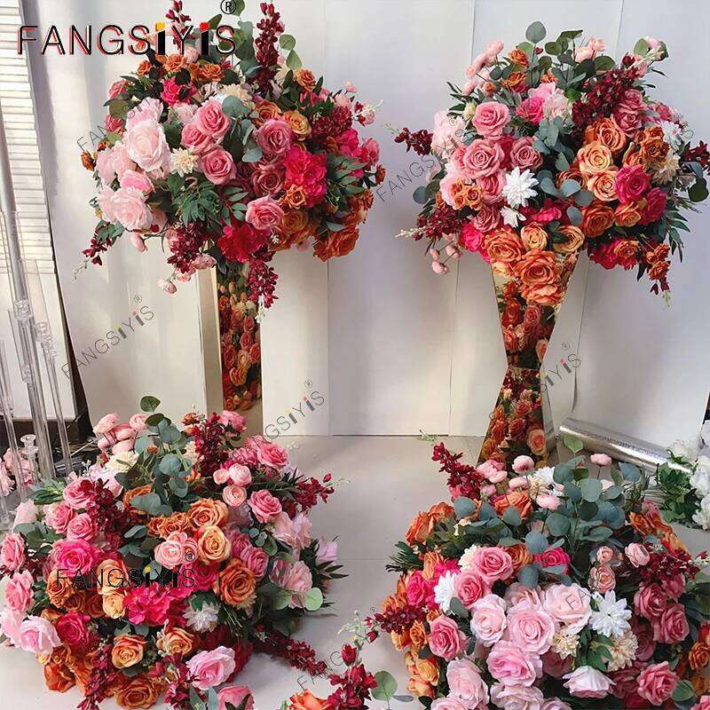 Diverse Rose Hyacinth Table Centerpiece Ball Wedding Backdrop Decor Floral Arrangement Runner Flower Row Event Party Prop W260130