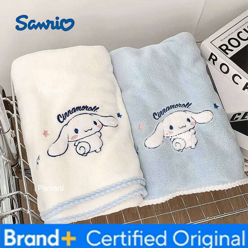 Sanrio Hello Kitty Cinnamoroll Kuromi Facial Wash Towel With Dry Hair Cap Suitable Women Can Wrapped Adult Children Cartoon Bath Towels H260130