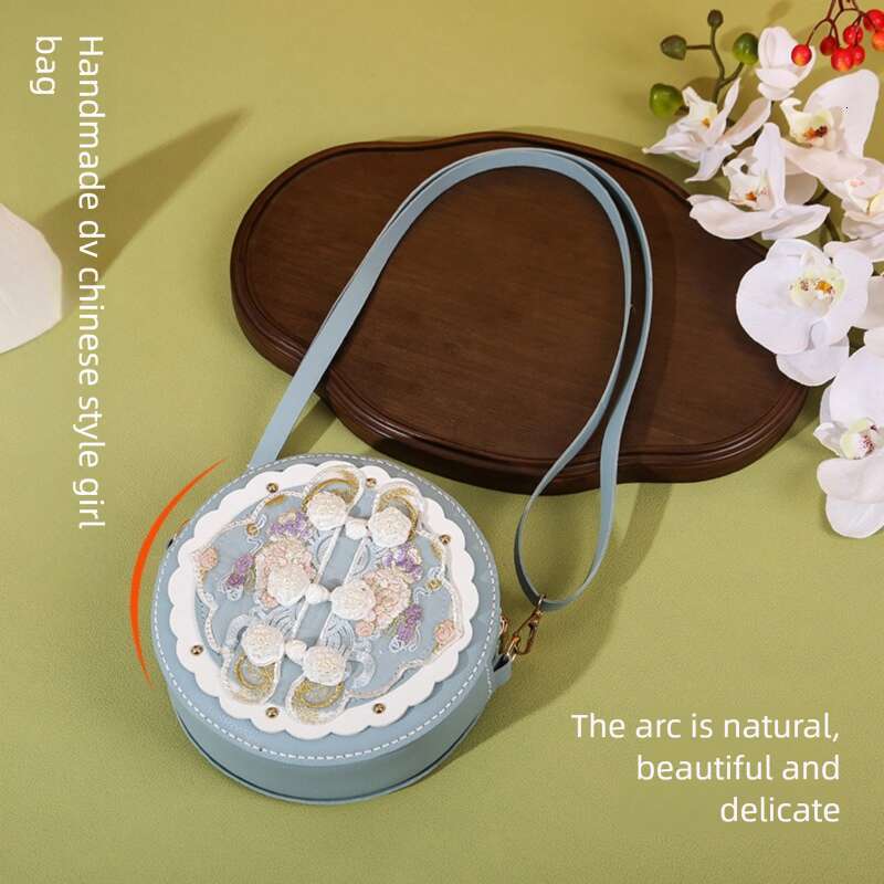 Handmade DIY Fashion Niche Embroidered For Women New Chinese Versatile Crossbody Trendy National Style Handheld Small Round Bag SHANGFANNI
