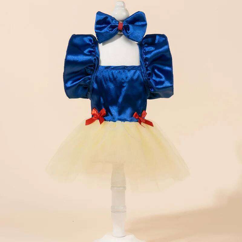 2026 Christmas Pet Clothing New Year Outfits Cats And Beautiful Snow White Tulle Dress With Hair Clips For Female Dogs H260129