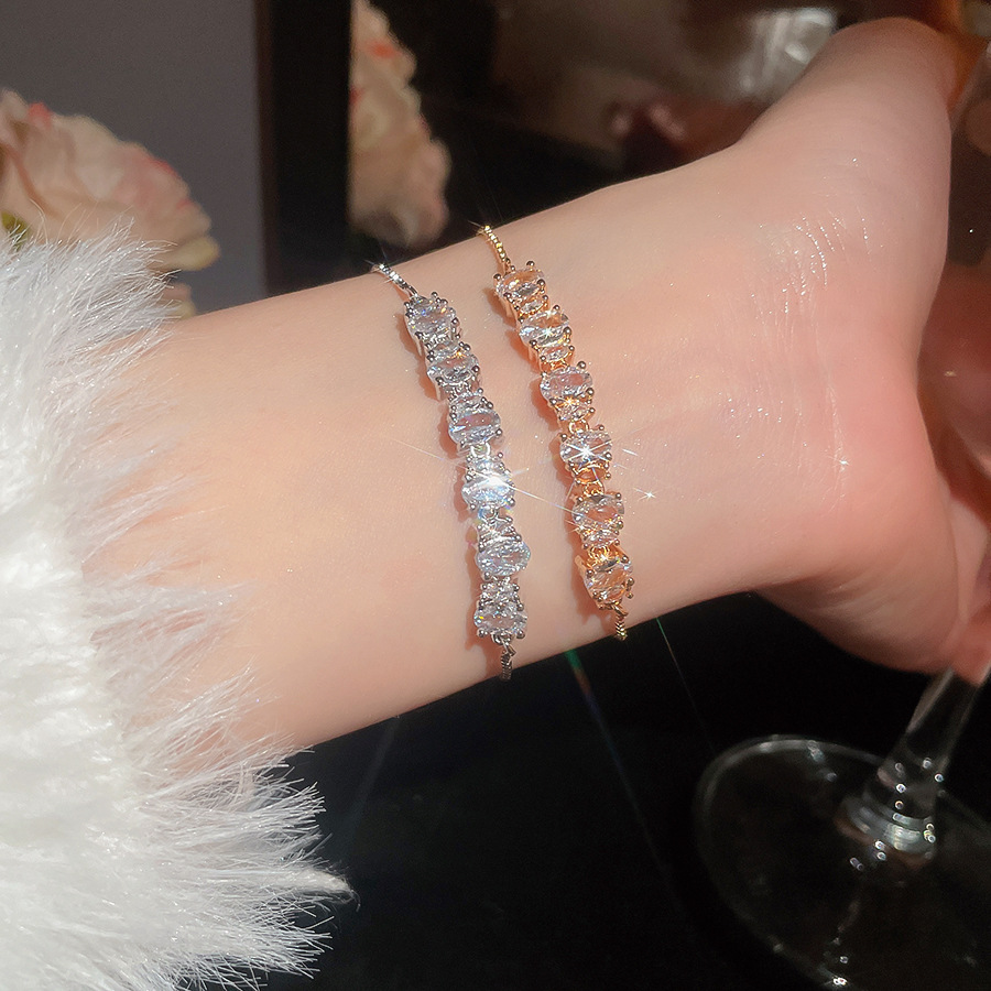 Korean Style Super Shiny Oval Zircon Casual Fashion Simple Elegant Versatile Bracelet Light Luxury High-end Feel Jewelry - view 3