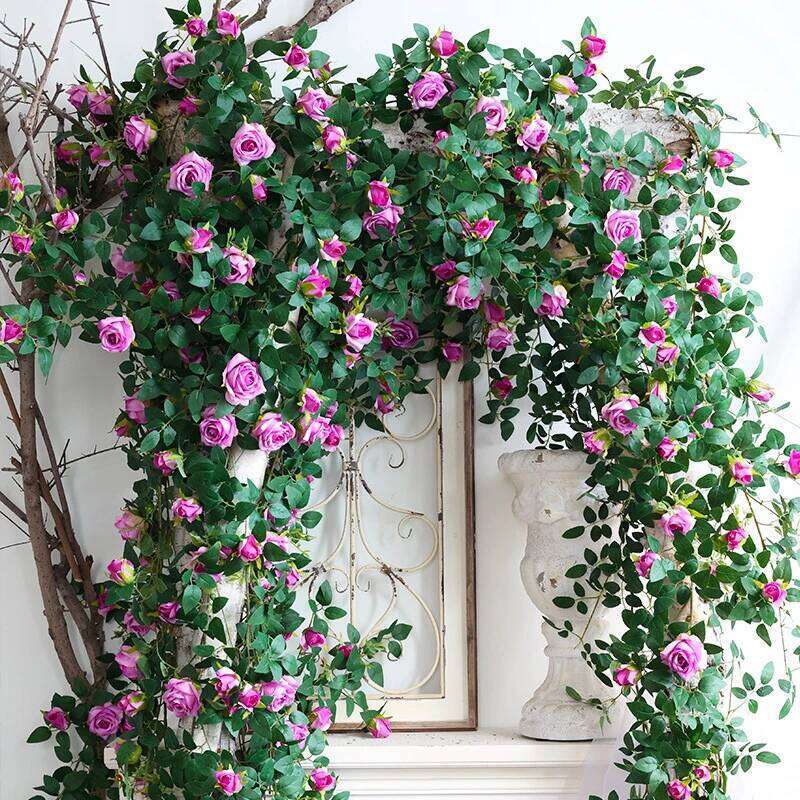 Artificial Flowers Roses Vines 68.89in Silk Wedding Party Garden Living Room Indoor Balcony Air Conditioning Pipe Decoration Y260130