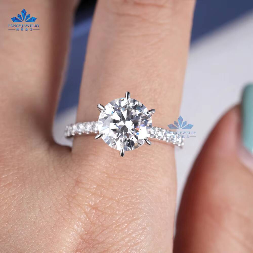 Custom Ring 18K Gold Platinum VVS 3CT Round Moissanite Engagement Ring White/Yellow/Rose Gold Moissanite Ring Wedding Ring