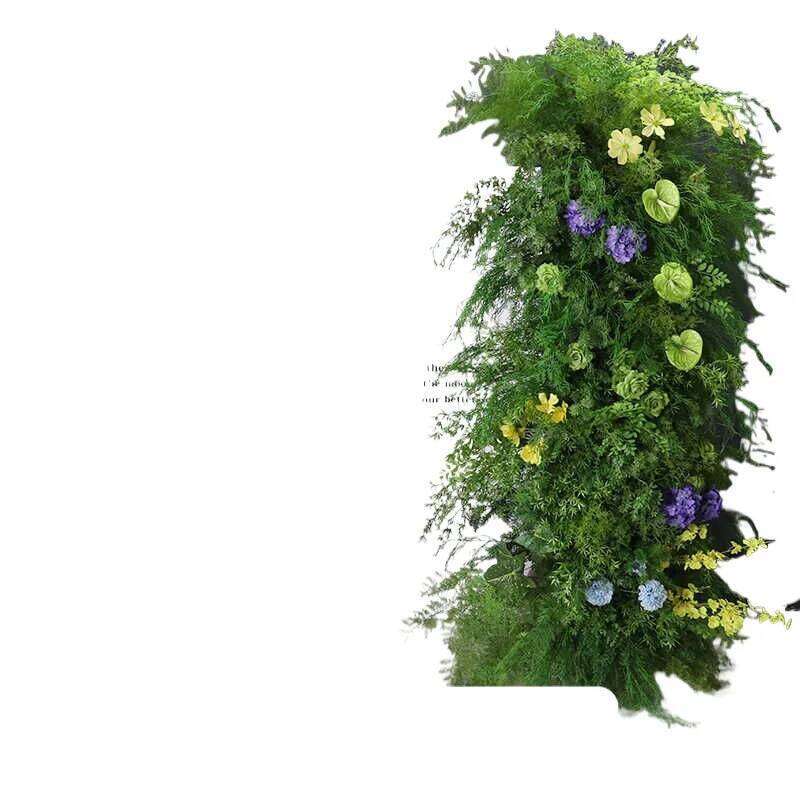 Mori style horn arch green simulated Lu Xun grass background wall decoration wedding arrangement fake flower W260130