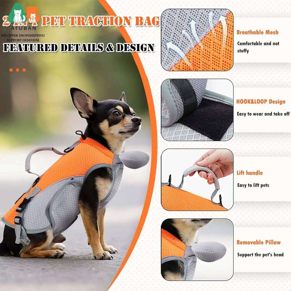 ATUBAN 2 in 1 Cat Shoulder Carrier, Outdoor Small Dog Harness and Leash, Cats Sling Carrier Bag, Breathable Pet Travel Carriers 26H0130