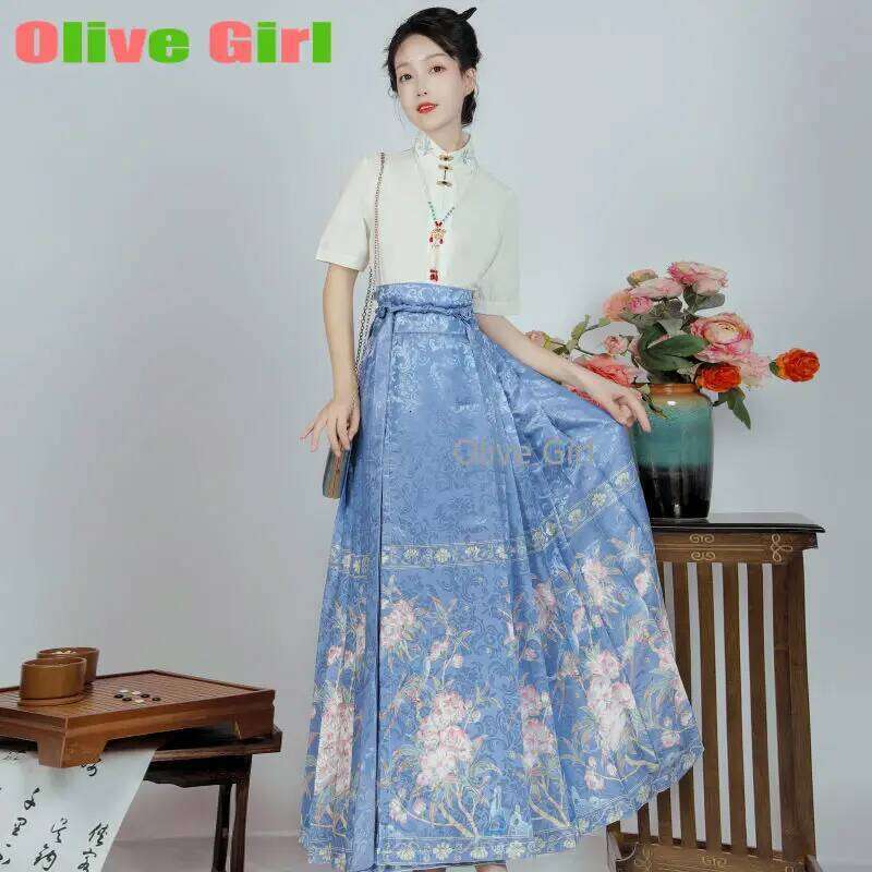 Original Hanfu Horse-Face High End Jacquard Woven Fabric Women's Clothing Traditional Horse Face Skirt Spring Autumn