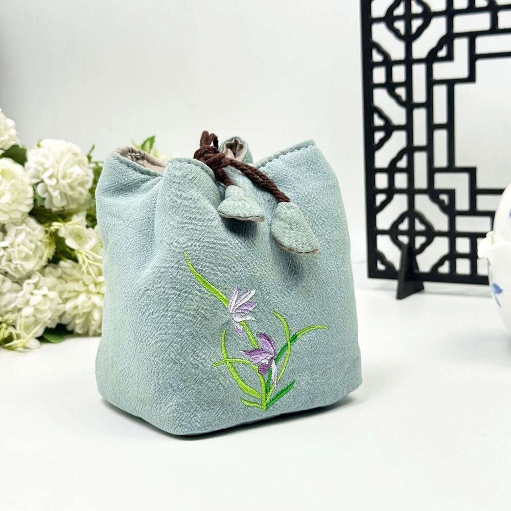 Chinese Style Embroidered Ceremony Zen Cotton Linen Plaything Travel Master Cup Teapot Storage Bag Tea Set Accessories MASA