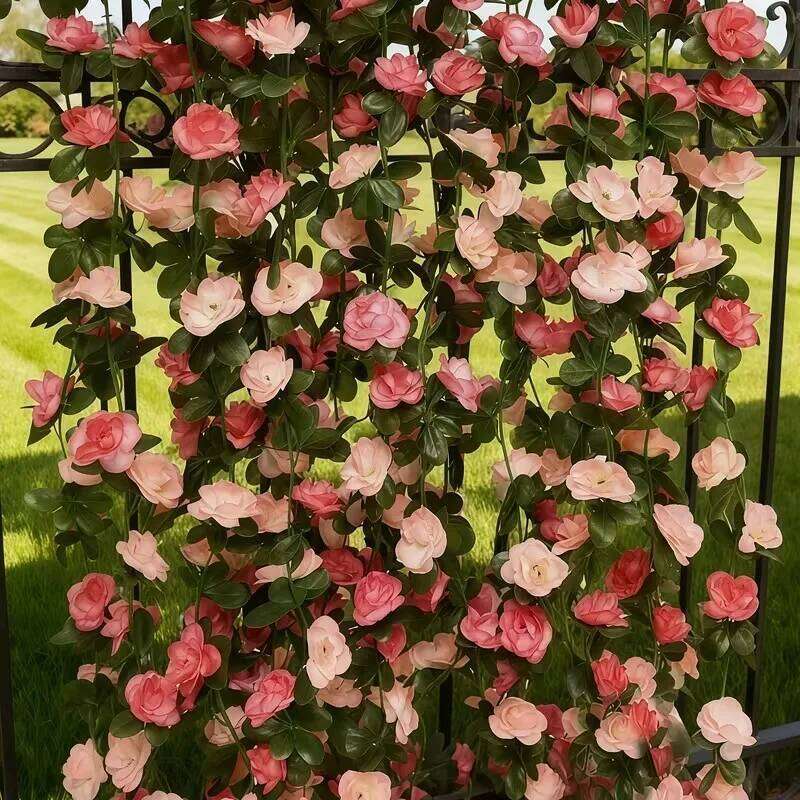 3pcs Rose Artificial Garland Wedding Centerpiece Outdoor Yard Garden Christmas Spring Fall Decor Silk Flower Vines Y260130