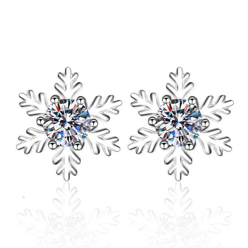 DHCollections-- S Pure Sier Moissanite 60 Points Snowflake Earrings Versatile Style for School Girls Directly Appraised