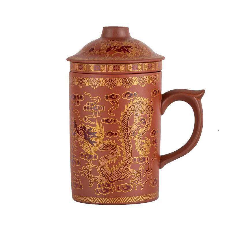 Yixing Zisha Cups Chinese Ceramic Bubble Cup 400ml Handmade Kung Fu Tea Set Purple Clay Teacups with Filters