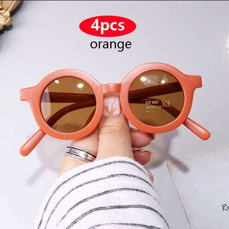 4pcs Round Fashion Cute Children's Sunglasses Parent Child Frosted Sun Solid Color Candy Colors Glasses Baby Eyeglasses H260130