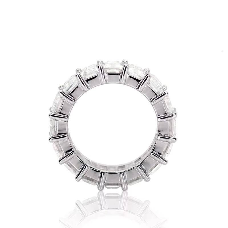 925 Silver Plate White Gold baguette Moissanite Solitaire Wedding Engagement Ring