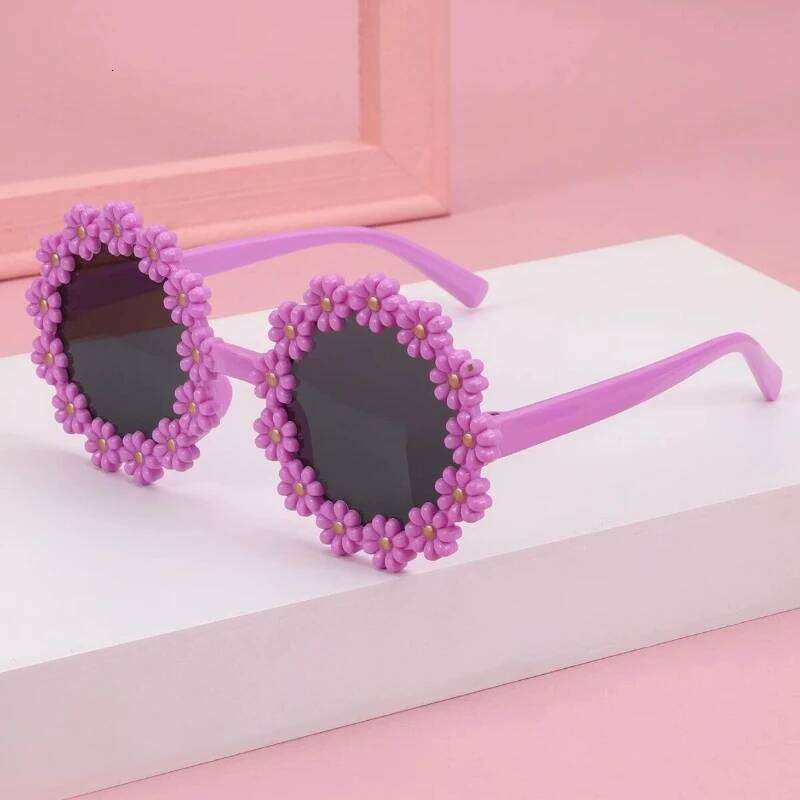 Girl Sunflower Round Flower Cute Ladies Fashion Sun Shade Glasses Children's Daisy Child Matching Sunglasses H260130