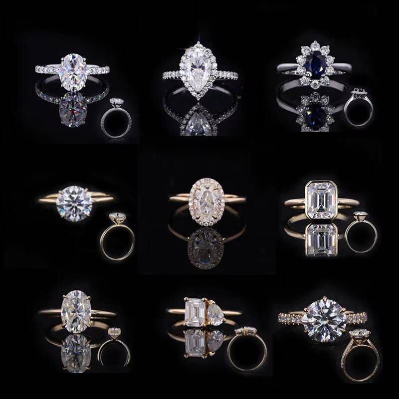 Classic and Popular Style Oval Brilliant Cut 9x7mm Moissanite Diamond and Lab Grown Diamond Engagement Ring