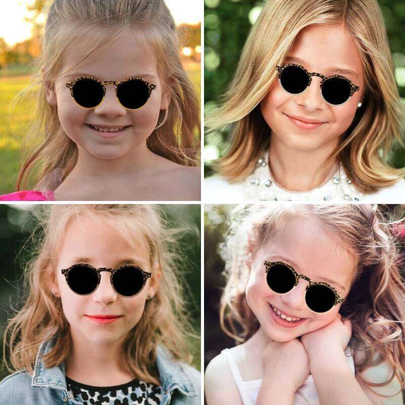 2023 Kids Double Leopard Round Outdoor Children Sun Protection Boys Girls Colors Protect Eyes Baby UV400 Sunglasses H260130