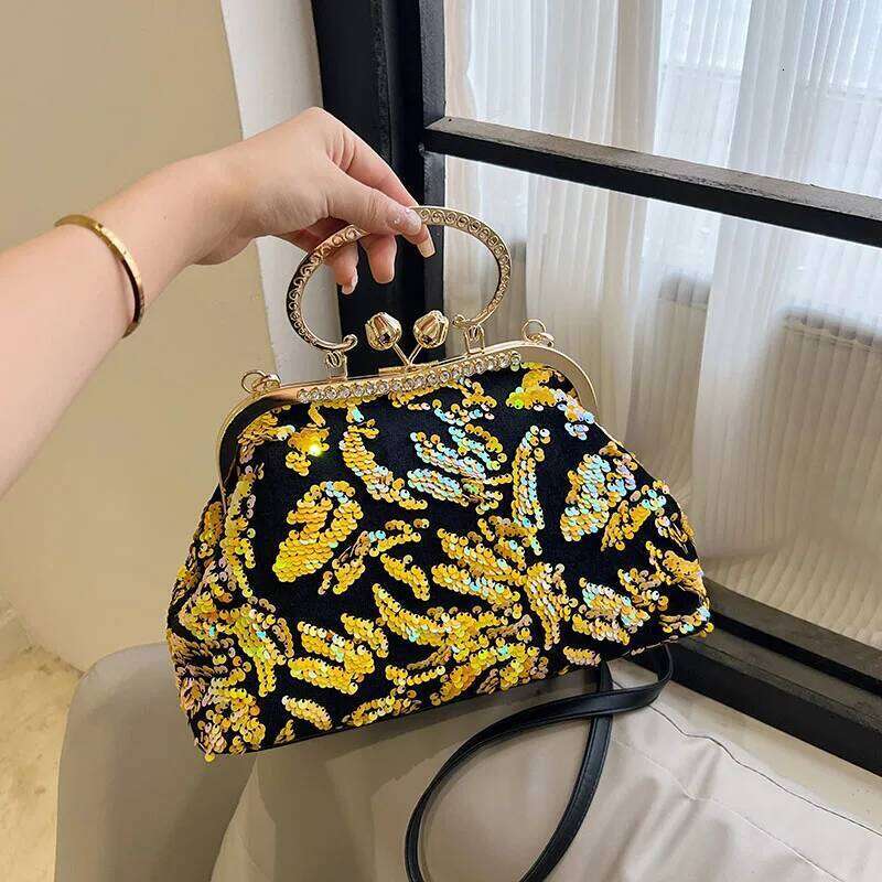 Luxury Women Handbag Sequin Flowers Clip Crossbody Purse New Ladies Shoulder Shell Fashion Lady Evening Bag Satchel KABAHEBINGJUE