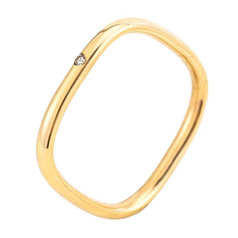 Fashion New Square Diamond Inlaid with Diamonds Xiaohongshu Douyin Internet Celebrity Tail Ring Direct Supply from Manufacturer
