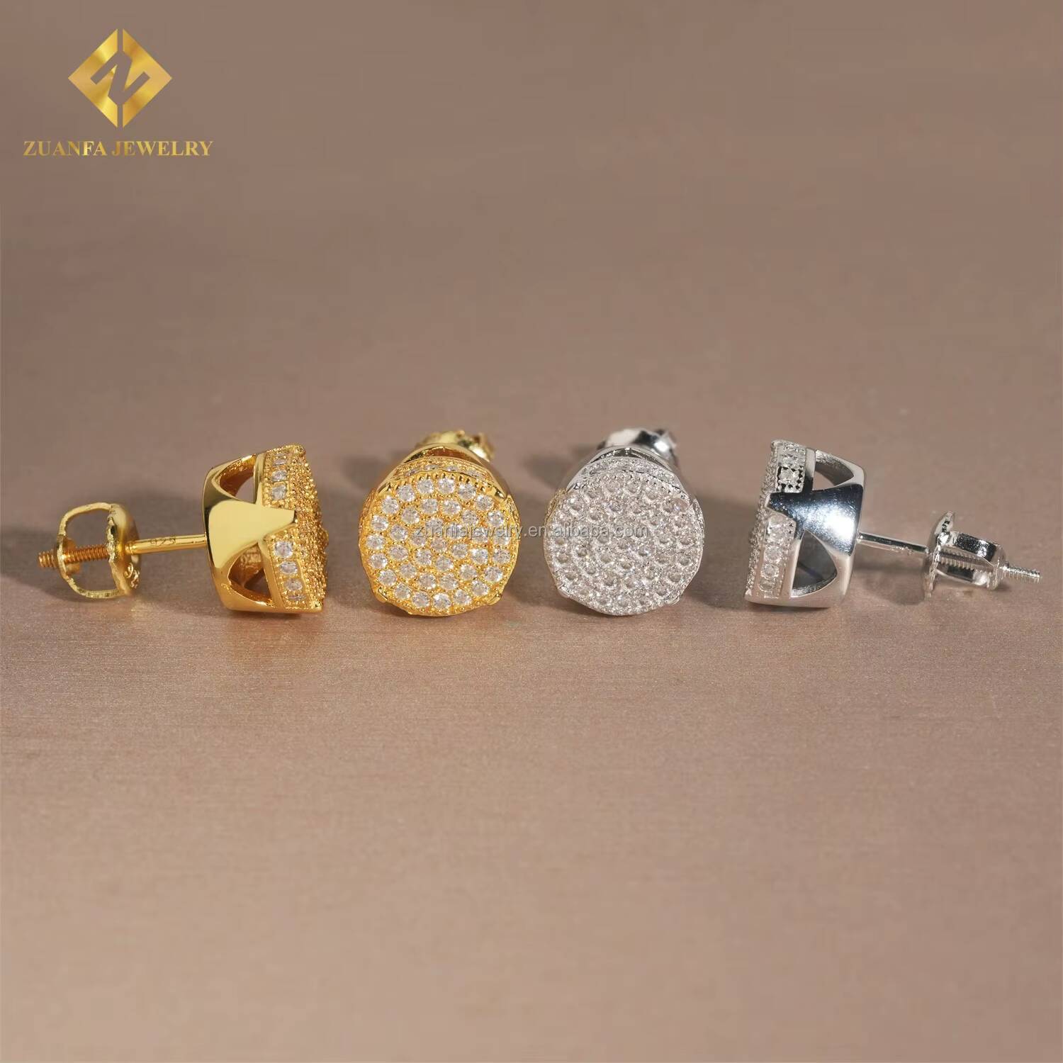 Pass Diamond Tester Bulk Stock Best Selling Hip Hop Rapper 925 Sterling Silver VVS1 Moissanite Stud Earring Screw Back