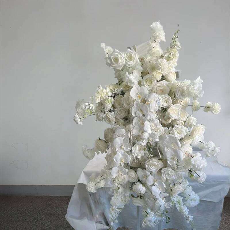 White/pink/red Artificial Roses Delphinium Hanging Corner Flower Row Wedding Backdrop Arch Table Centerpiece Party Decor W260130