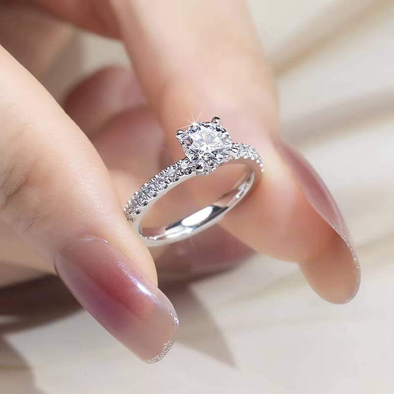 MSR-1243 Customization 18K White Gold HPHT 074CT Round Lab Grown Diamond Solitaire Ring