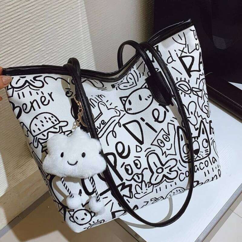 Canvas Tote Women Shoulder Casual Versatile Large Capacity Shopping Class Bag for Girl Bags Z260130