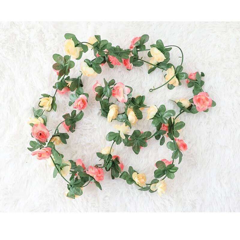 45 Head Artificial Rose Plastic Fake Green Leafy Plant Vines Wedding Home Decoration Flower Y260130