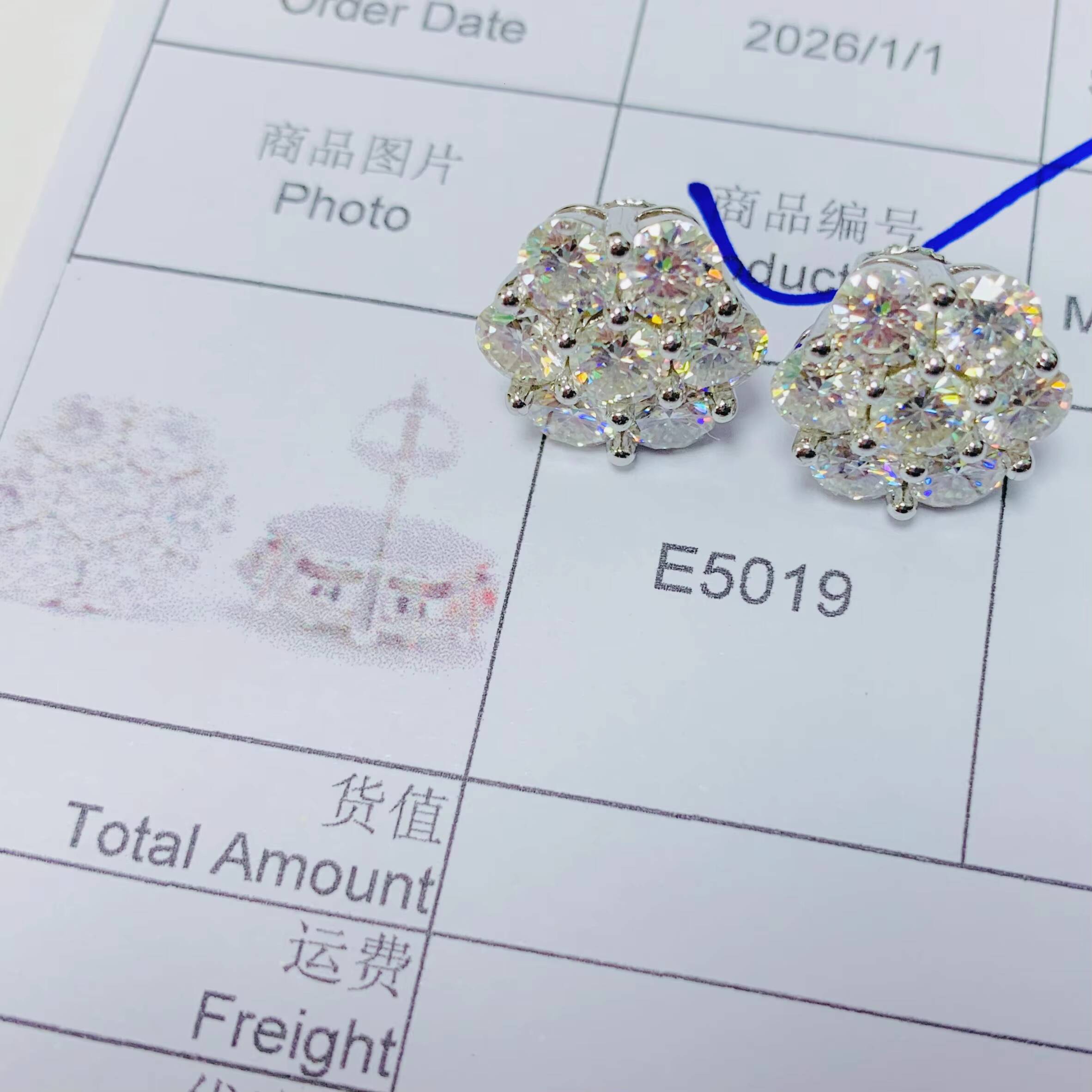 Huge 15mm Flower Moissanite Stud Earrings Flower 925 Sterling Silver Fine Jewelry Accessories Hip Hop Jewelry Gift Set