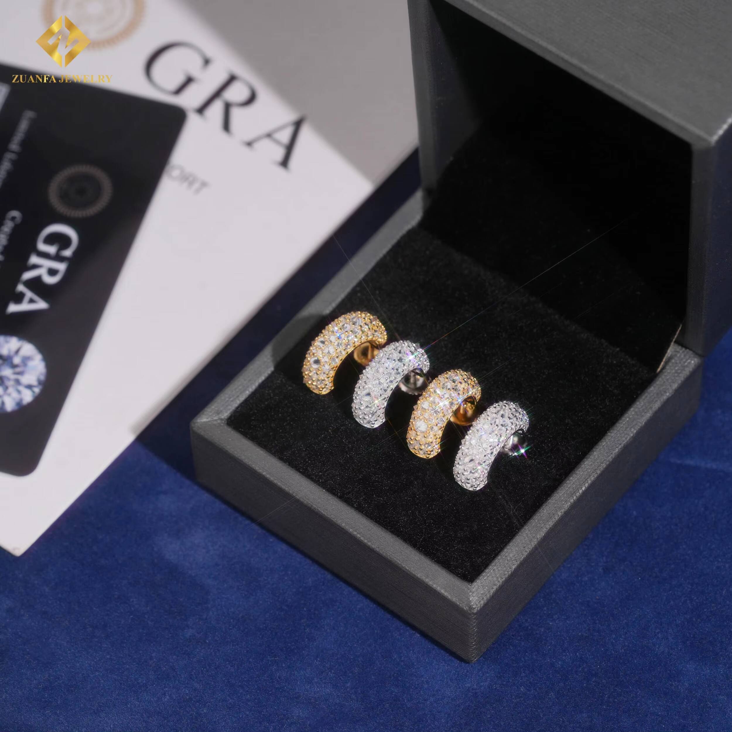 Hot Sale VVS Moissanite Earrings GRA Fine Jewelry 925 Silver Moissanite Stud Earring Mens HipHop Earring Past Diamond Test