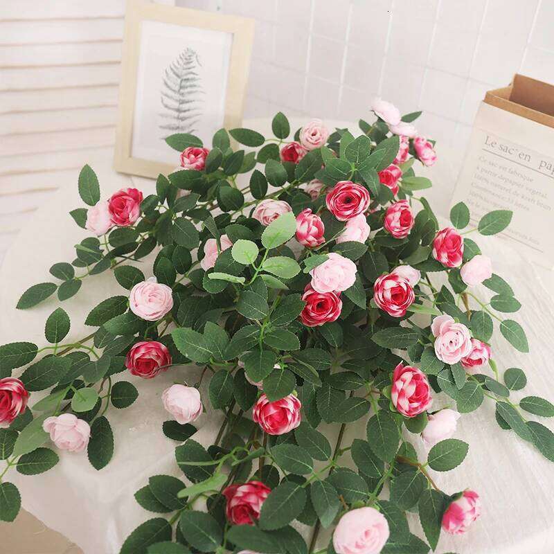 Artificial Flowers Plants Lvy Leaves Flower Rose Vine Wedding Home Garden Decoration DIY Hanging Wall Living Room Decor W260130