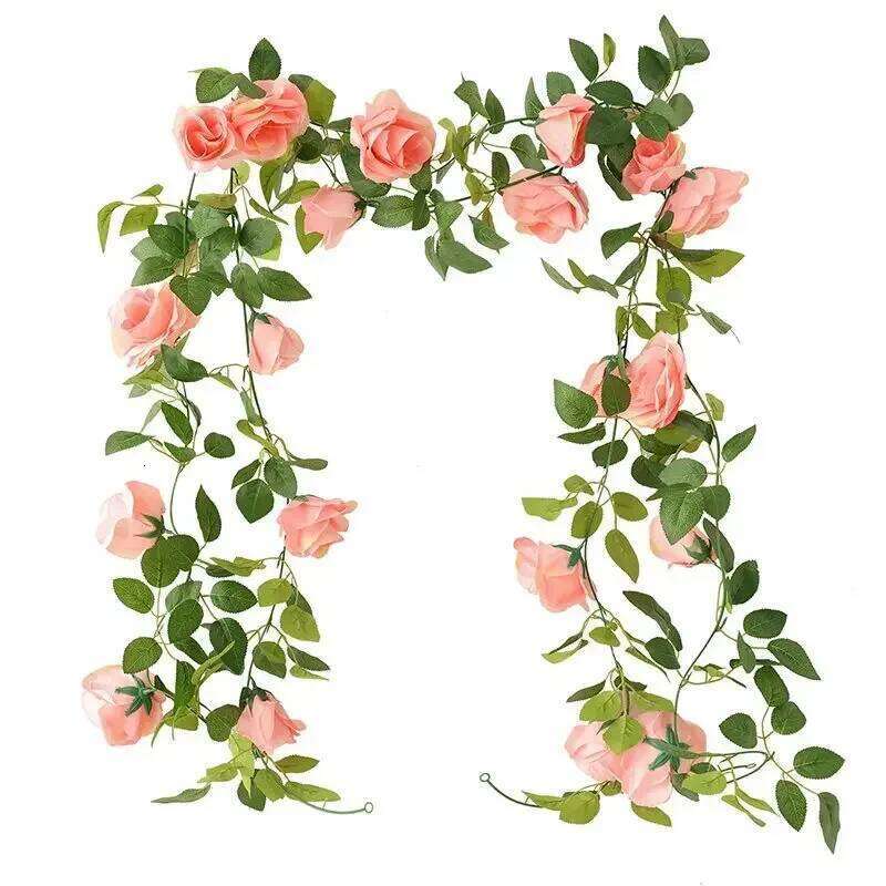 225cm Artificial 10-head Wall Hanging Simulating Evergreen Green Plants Garden Wedding Rose Flowers Vine Decor W260130