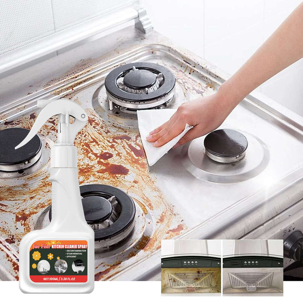 Jue-Fish Kitchen Grease Cleaner Household Range Hood Stove Sink Oil Stain Remover S260130