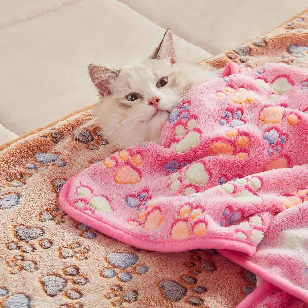 EFF High Quality Soft Fluffy Blanket Cute Dog Cat Paw Print Thick Coral Fleece Blankets Pet Mat Warm and Comfortable Thermal Pad 26W01130