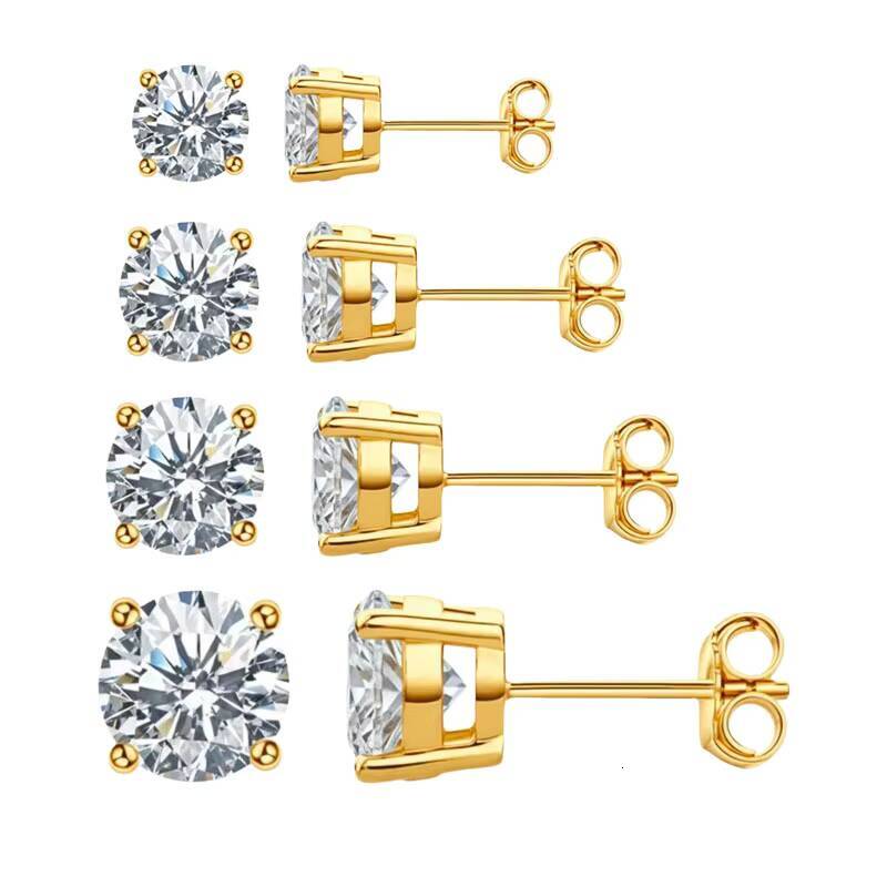 High Quality Wedding Jewelry 18K Gold Lab Grown Diamond Stud Earring for Women Classic Round Diamond Stud Earrings
