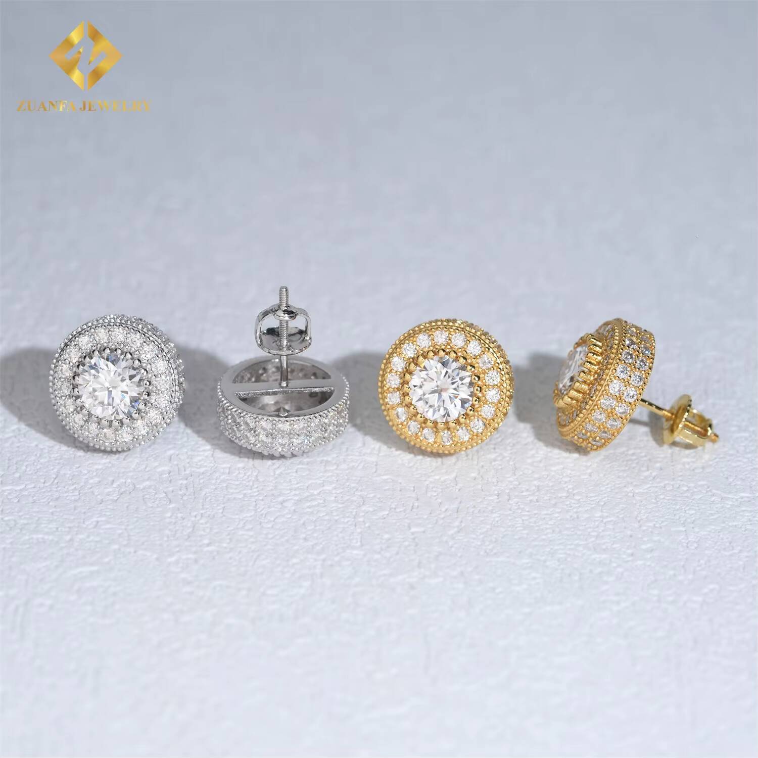 65mm Main Stone 925 Silver Iced Out Ear Studs Moissanite Hiphop Jewelry D VVS Moissanite Diamond Stud Earrings Men Women