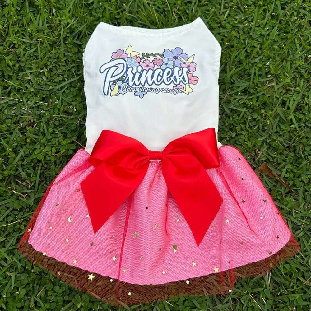 Stylish Sequin Dog Dress Breathable Mesh Pet Puppy Clothing Lightweight Cat Apparel Party H260130